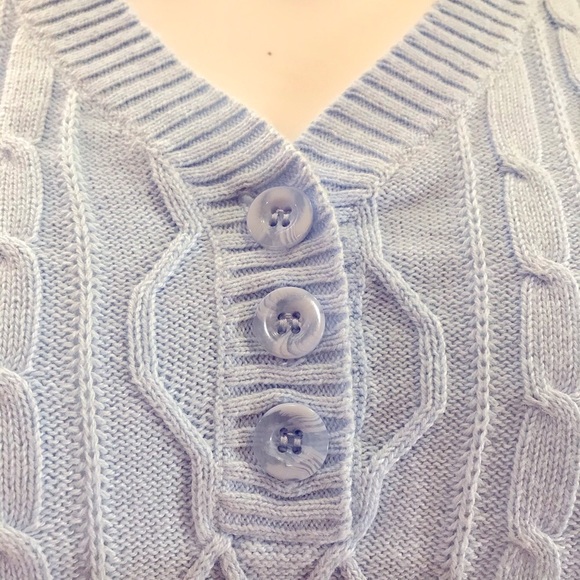 Karen Scott Knit Sweater Womens Size Medium Petite Blue Pullover V Neck Cotton - Picture 8 of 14